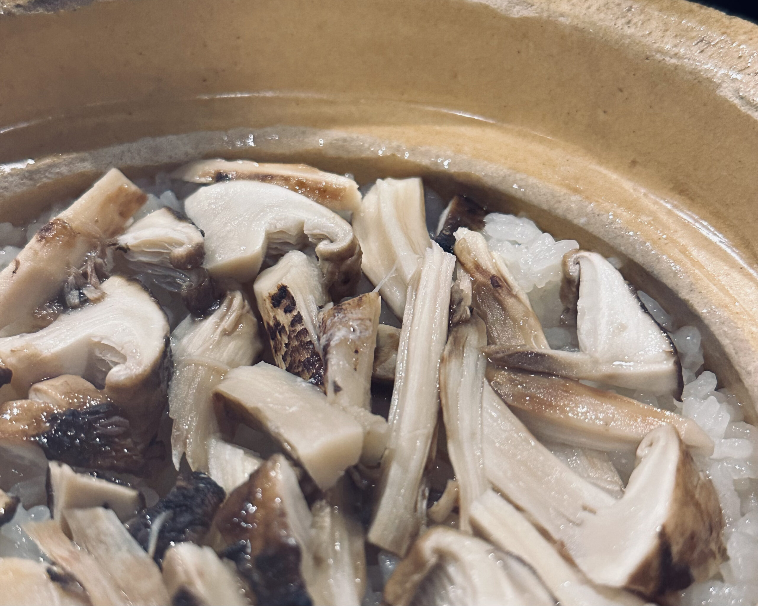 土鍋に盛られた松茸ごはん